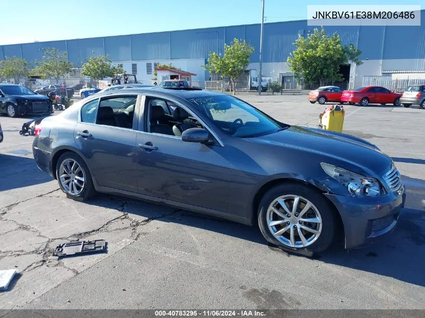 2008 Infiniti G35 Journey VIN: JNKBV61E38M206486 Lot: 40783295