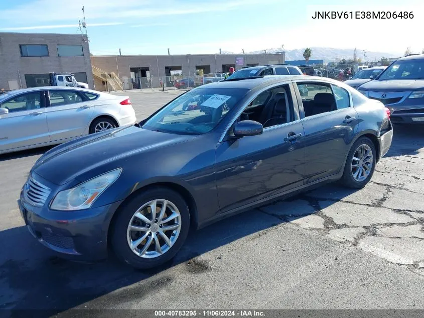 2008 Infiniti G35 Journey VIN: JNKBV61E38M206486 Lot: 40783295