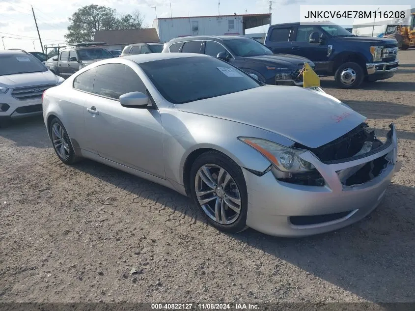 2008 Infiniti G37 VIN: JNKCV64E78M116208 Lot: 40822127