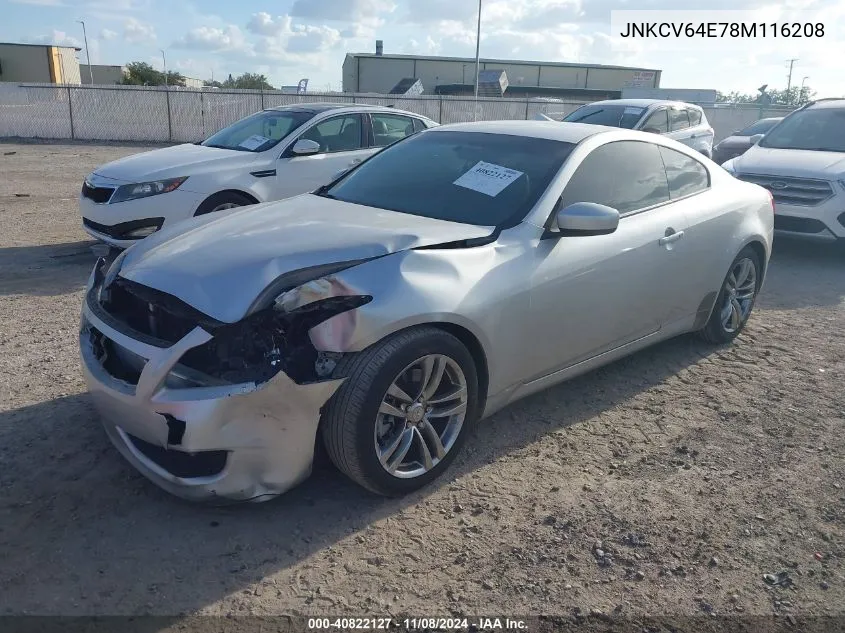 2008 Infiniti G37 VIN: JNKCV64E78M116208 Lot: 40822127