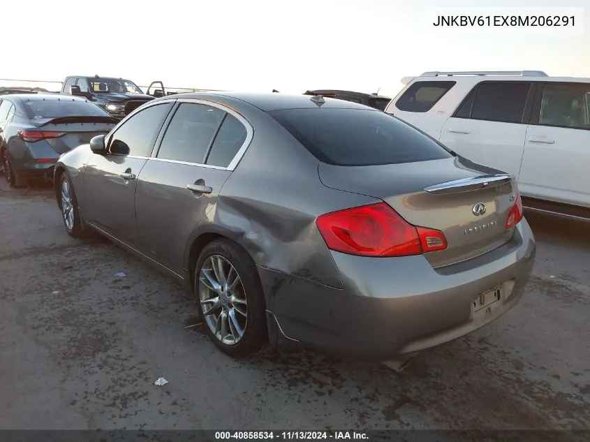 2008 Infiniti G35 Journey VIN: JNKBV61EX8M206291 Lot: 40858534