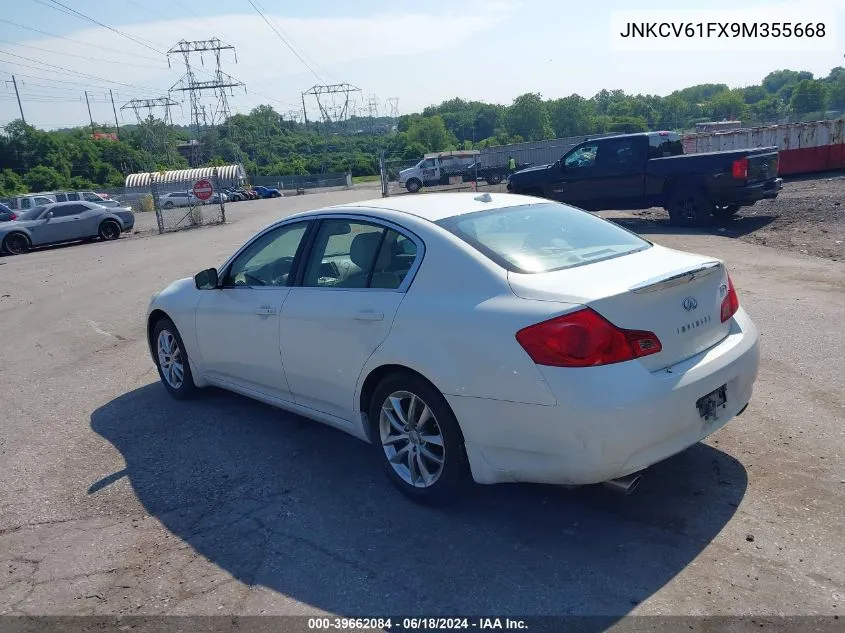 2009 Infiniti G37X VIN: JNKCV61FX9M355668 Lot: 39662084