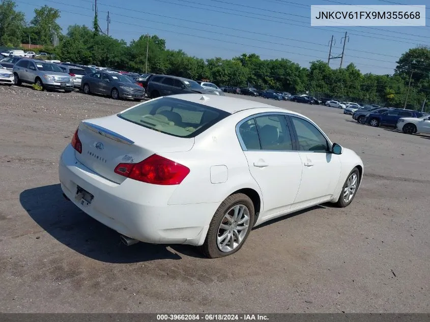 2009 Infiniti G37X VIN: JNKCV61FX9M355668 Lot: 39662084