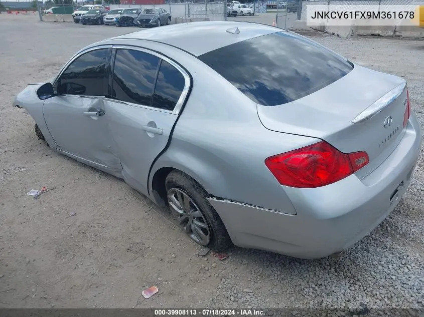 2009 Infiniti G37X VIN: JNKCV61FX9M361678 Lot: 39908113