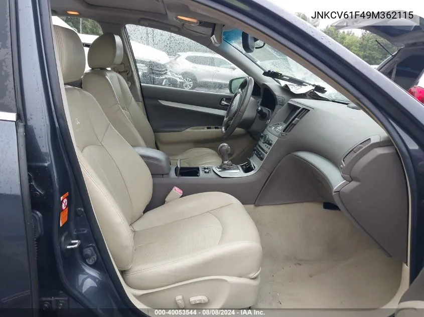 JNKCV61F49M362115 2009 Infiniti G37X