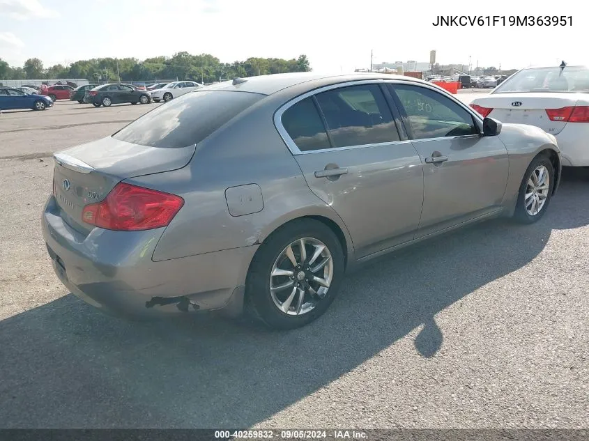 2009 Infiniti G37X VIN: JNKCV61F19M363951 Lot: 40259832