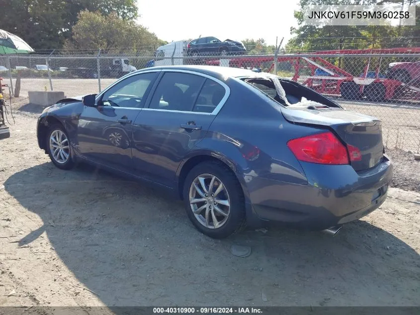 2009 Infiniti G37X VIN: JNKCV61F59M360258 Lot: 40310900