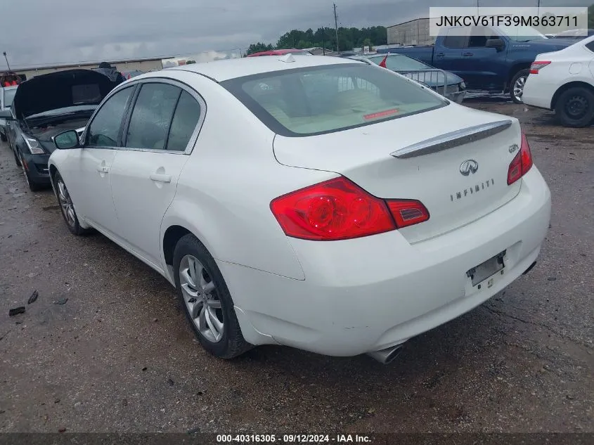 2009 Infiniti G37 VIN: JNKCV61F39M363711 Lot: 40316305