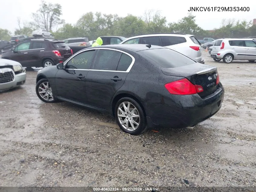 2009 Infiniti G37X VIN: JNKCV61F29M353400 Lot: 40432324