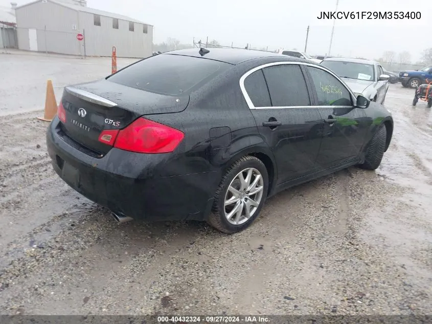 2009 Infiniti G37X VIN: JNKCV61F29M353400 Lot: 40432324