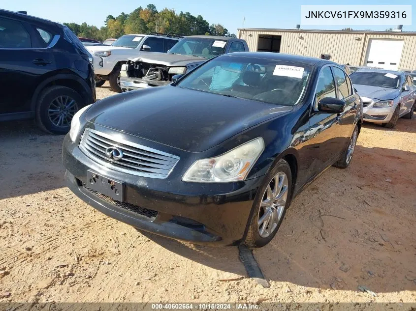 2009 Infiniti G37X VIN: JNKCV61FX9M359316 Lot: 40602654