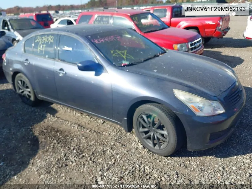 2009 Infiniti G37X VIN: JNKCV61F29M362193 Lot: 40778952