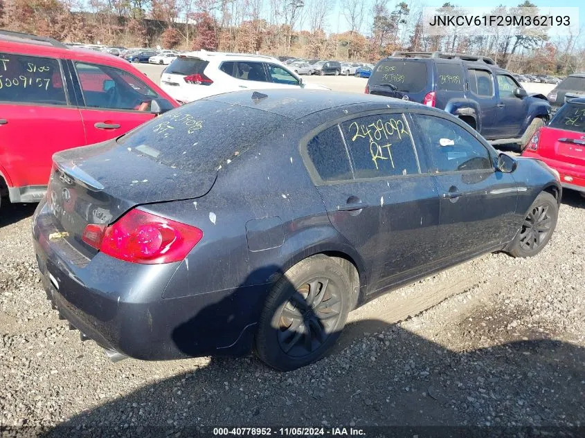 2009 Infiniti G37X VIN: JNKCV61F29M362193 Lot: 40778952