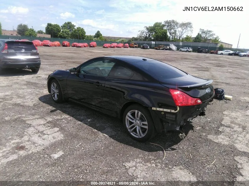 2010 Infiniti G37X VIN: JN1CV6EL2AM150662 Lot: 39374521