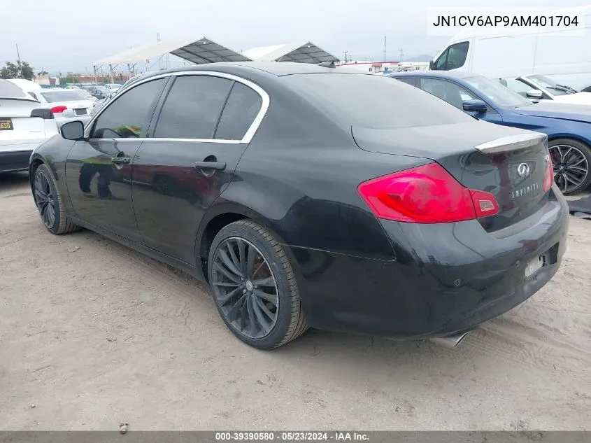 2010 Infiniti G37 Journey VIN: JN1CV6AP9AM401704 Lot: 39390580