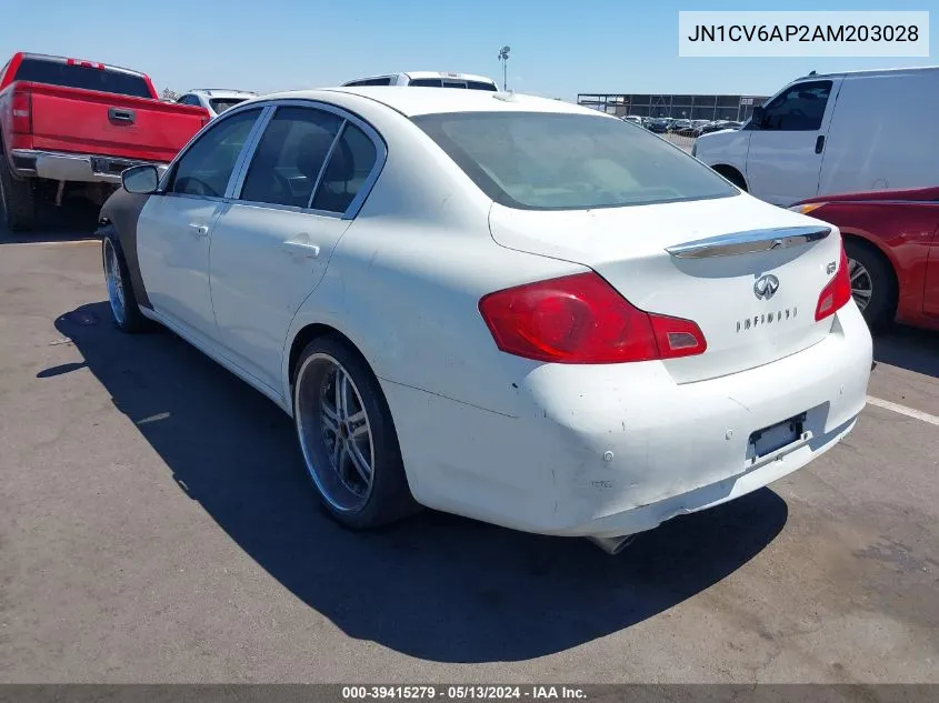 2010 Infiniti G37 Journey VIN: JN1CV6AP2AM203028 Lot: 39415279