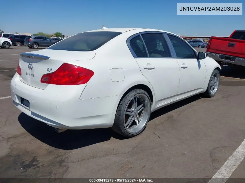 2010 Infiniti G37 Journey VIN: JN1CV6AP2AM203028 Lot: 39415279