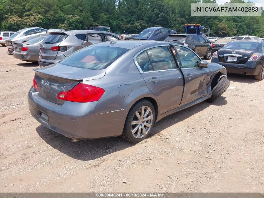 2010 Infiniti G37 Anniversary Edition VIN: JN1CV6AP7AM402883 Lot: 39640241