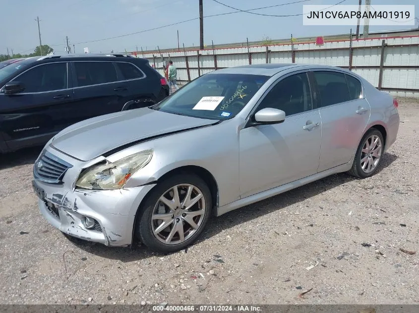 2010 Infiniti G37 Journey VIN: JN1CV6AP8AM401919 Lot: 40000466