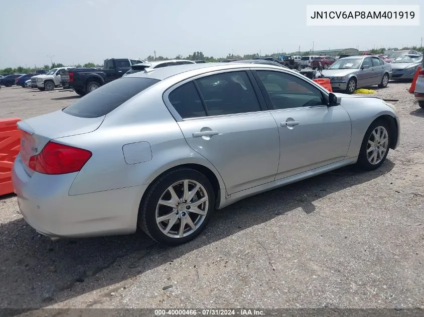 2010 Infiniti G37 Journey VIN: JN1CV6AP8AM401919 Lot: 40000466