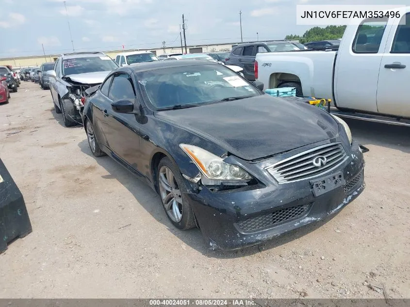 2010 Infiniti G37 VIN: JN1CV6FE7AM353496 Lot: 40024051