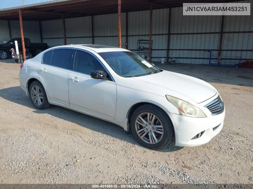 2010 Infiniti G37X VIN: JN1CV6AR3AM453251 Lot: 40106638