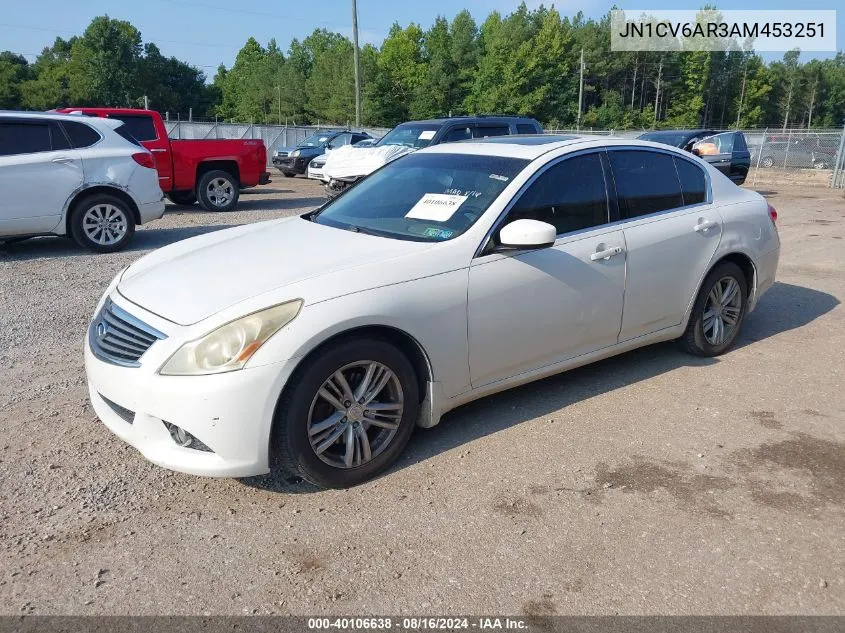 2010 Infiniti G37X VIN: JN1CV6AR3AM453251 Lot: 40106638