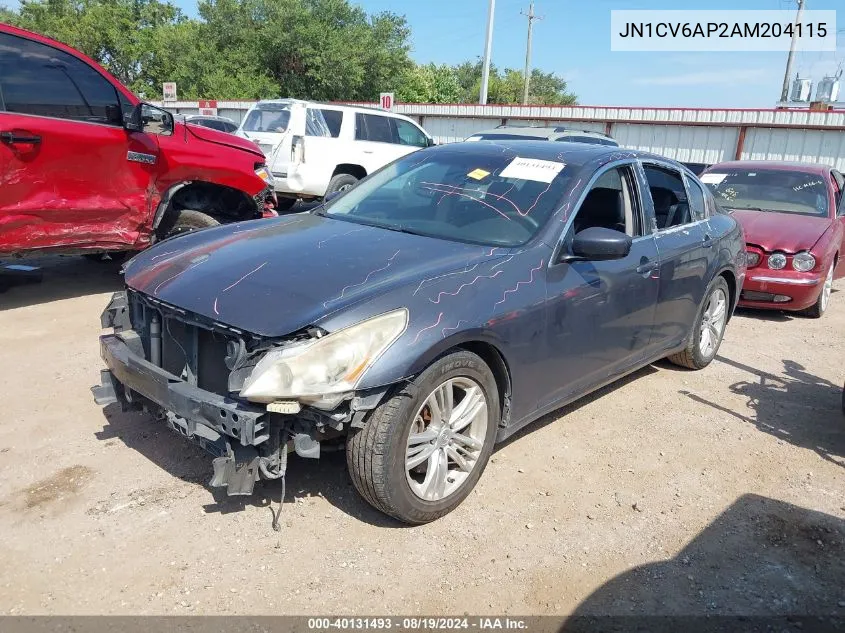 2010 Infiniti G37 Journey VIN: JN1CV6AP2AM204115 Lot: 40131493