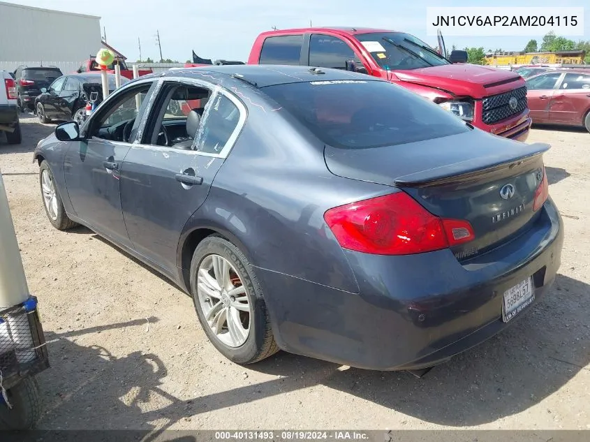 2010 Infiniti G37 Journey VIN: JN1CV6AP2AM204115 Lot: 40131493