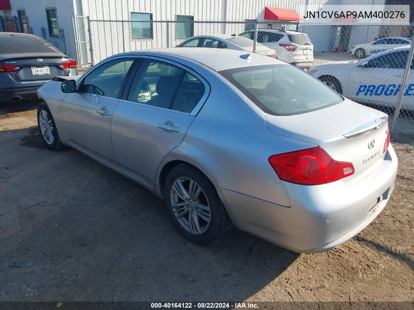 2010 Infiniti G37 Journey VIN: JN1CV6AP9AM400276 Lot: 40164122