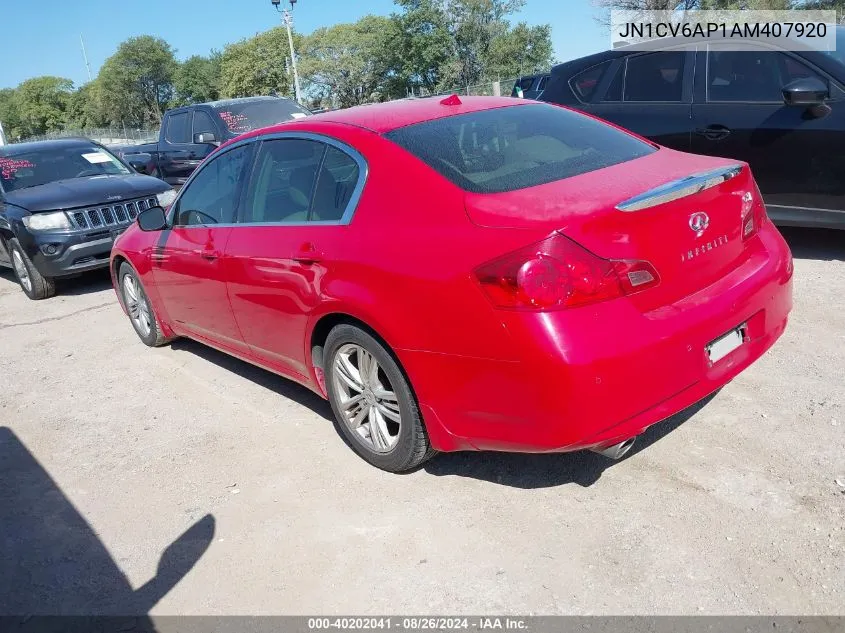 2010 Infiniti G37 Journey VIN: JN1CV6AP1AM407920 Lot: 40202041