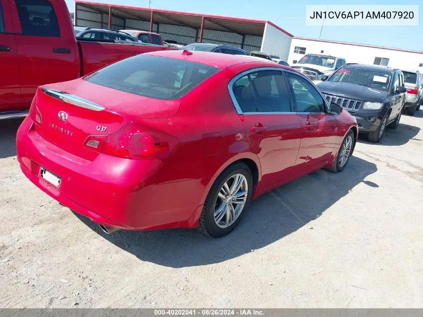 2010 Infiniti G37 Journey VIN: JN1CV6AP1AM407920 Lot: 40202041