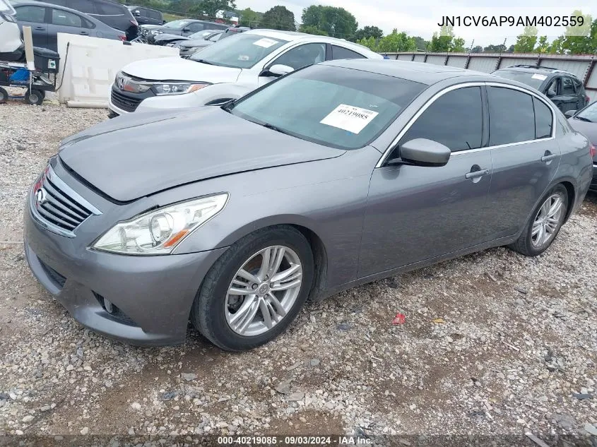 2010 Infiniti G37 Journey VIN: JN1CV6AP9AM402559 Lot: 40219085