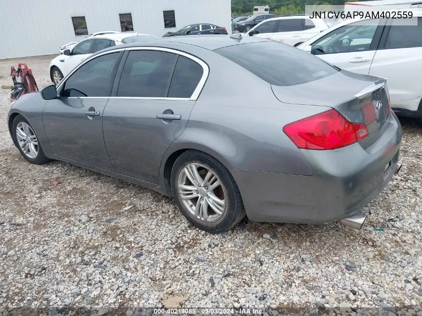 2010 Infiniti G37 Journey VIN: JN1CV6AP9AM402559 Lot: 40219085