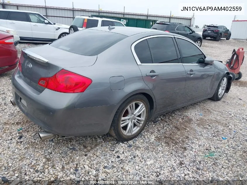 2010 Infiniti G37 Journey VIN: JN1CV6AP9AM402559 Lot: 40219085