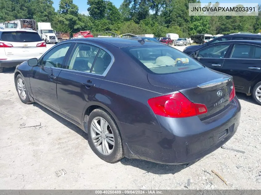 2010 Infiniti G37 Sport VIN: JN1CV6APXAM203391 Lot: 40250489