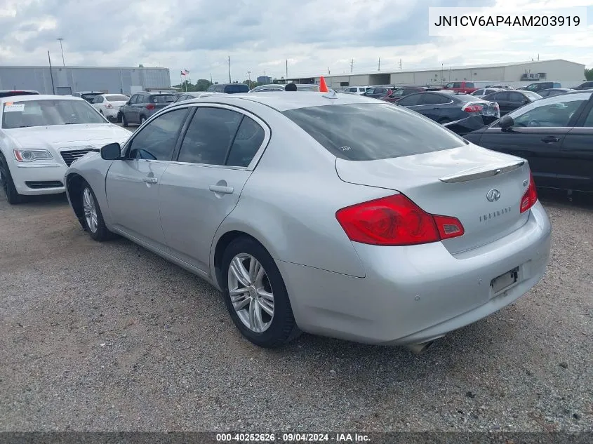 2010 Infiniti G37 Journey VIN: JN1CV6AP4AM203919 Lot: 40252626