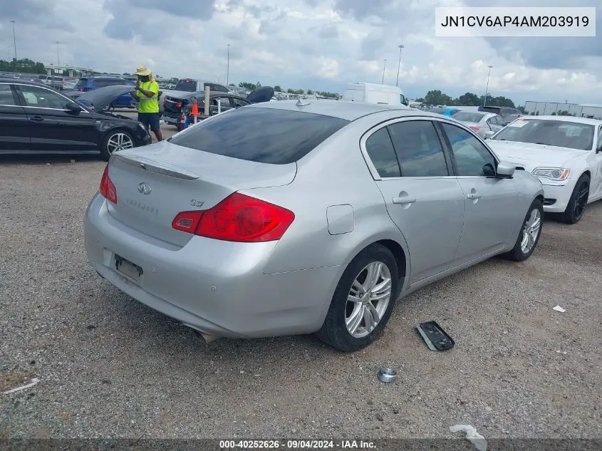 2010 Infiniti G37 Journey VIN: JN1CV6AP4AM203919 Lot: 40252626