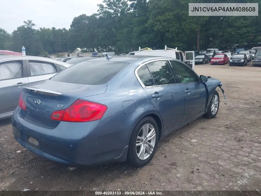 2010 Infiniti G37 Sport VIN: JN1CV6AP4AM408608 Lot: 40283133