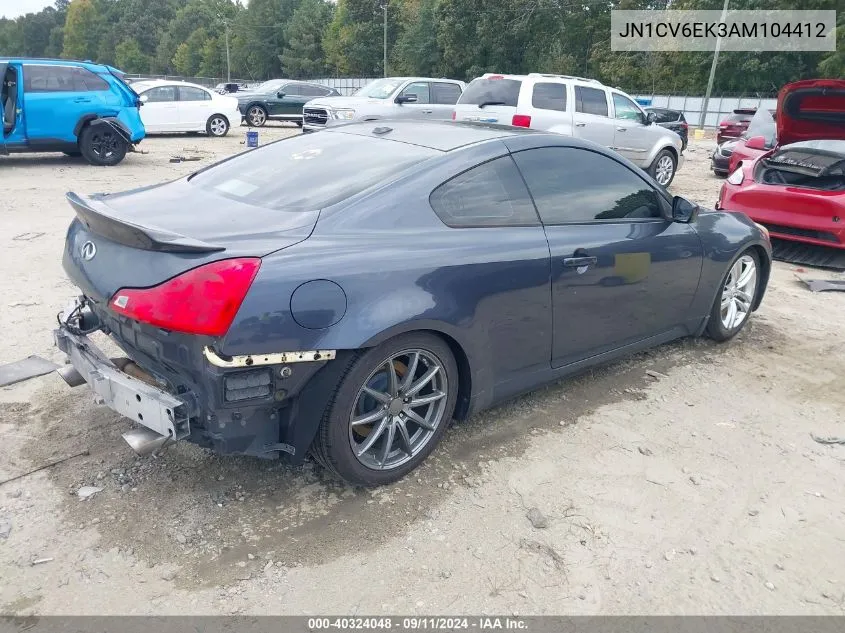 2010 Infiniti G37 Journey VIN: JN1CV6EK3AM104412 Lot: 40324048