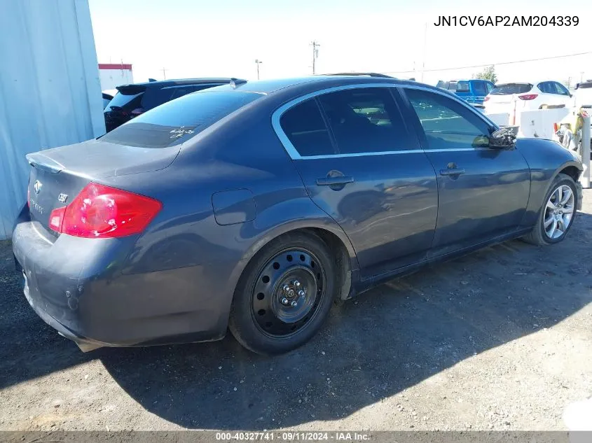 2010 Infiniti G37 Journey VIN: JN1CV6AP2AM204339 Lot: 40327741