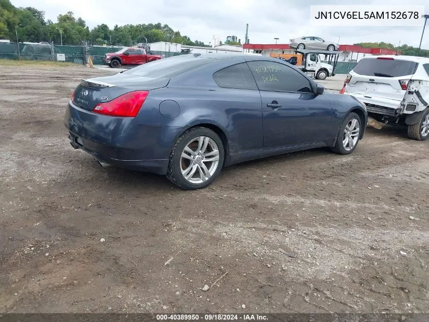 2010 Infiniti G37X VIN: JN1CV6EL5AM152678 Lot: 40389950