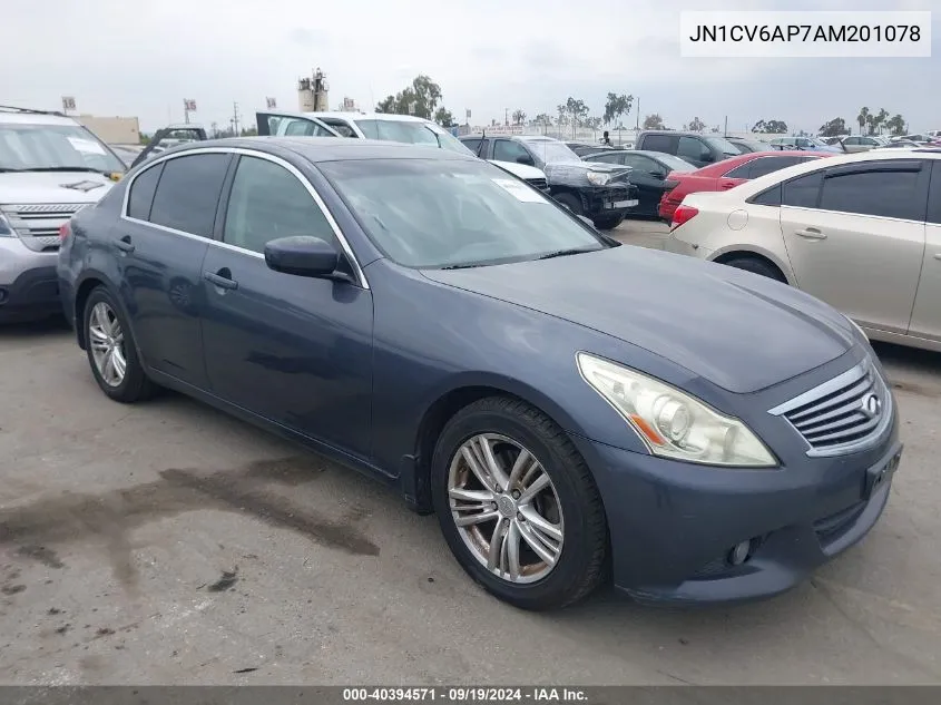 2010 Infiniti G37 Journey VIN: JN1CV6AP7AM201078 Lot: 40394571