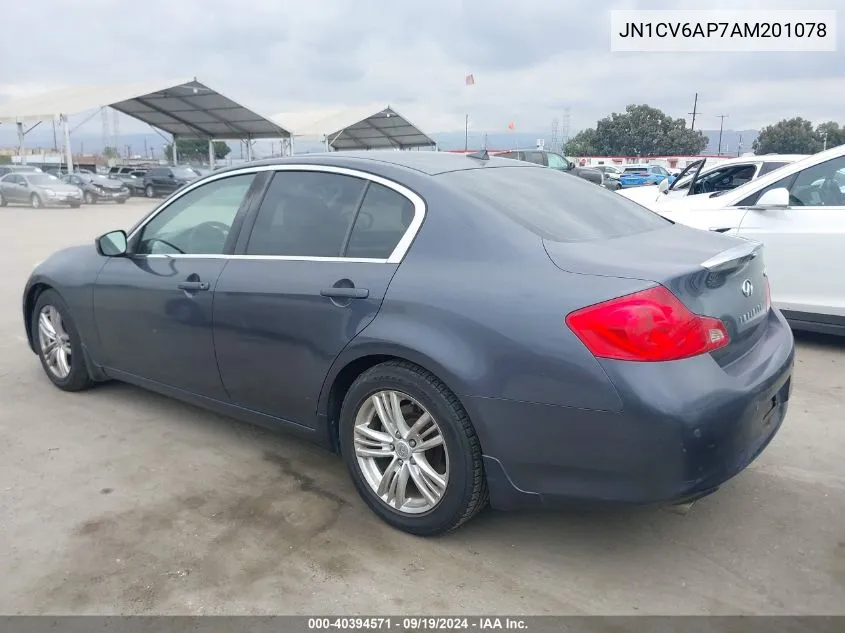 2010 Infiniti G37 Journey VIN: JN1CV6AP7AM201078 Lot: 40394571