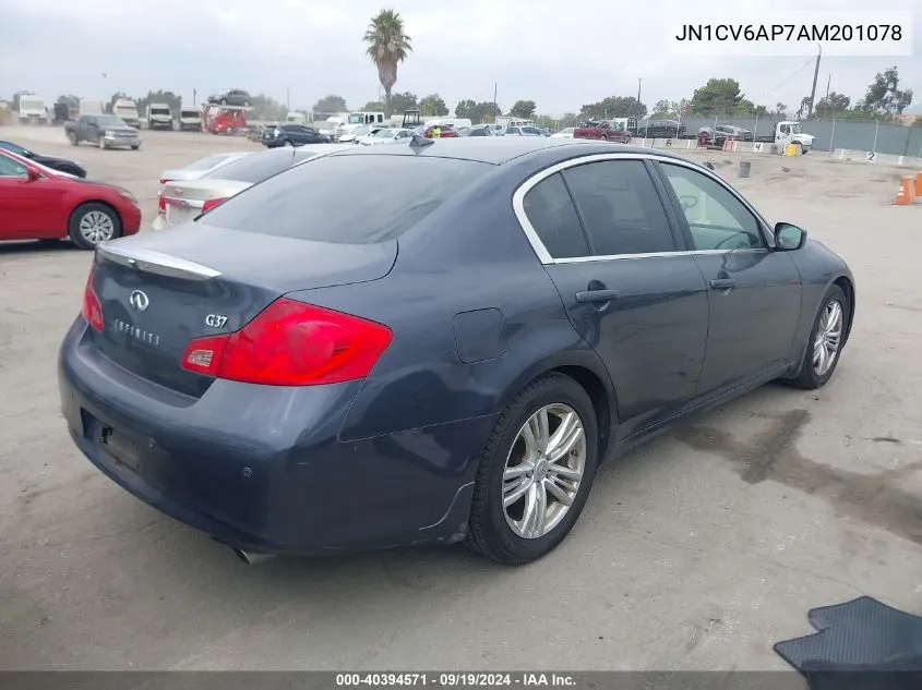 2010 Infiniti G37 Journey VIN: JN1CV6AP7AM201078 Lot: 40394571