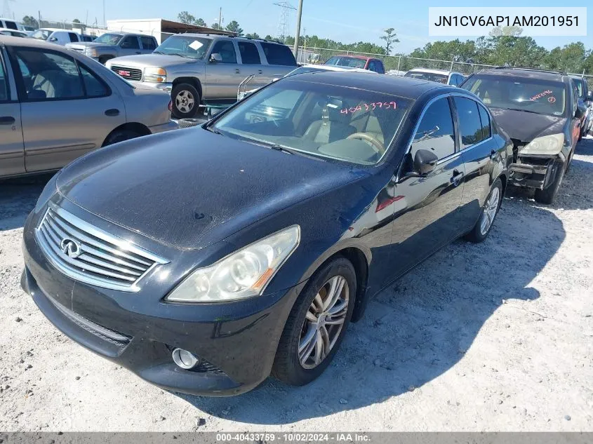 2010 Infiniti G37 Journey VIN: JN1CV6AP1AM201951 Lot: 40433759