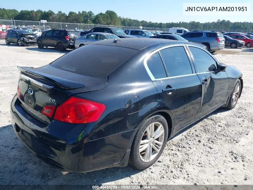 2010 Infiniti G37 Journey VIN: JN1CV6AP1AM201951 Lot: 40433759