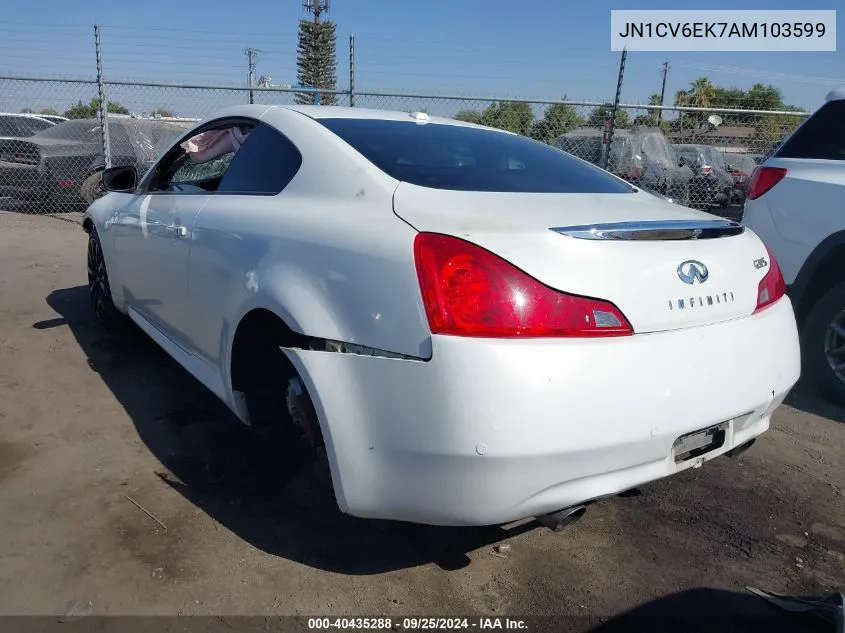 2010 Infiniti G37 Journey VIN: JN1CV6EK7AM103599 Lot: 40435288