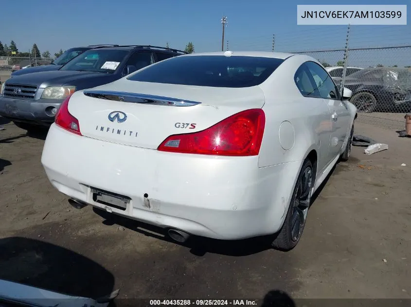 2010 Infiniti G37 Journey VIN: JN1CV6EK7AM103599 Lot: 40435288