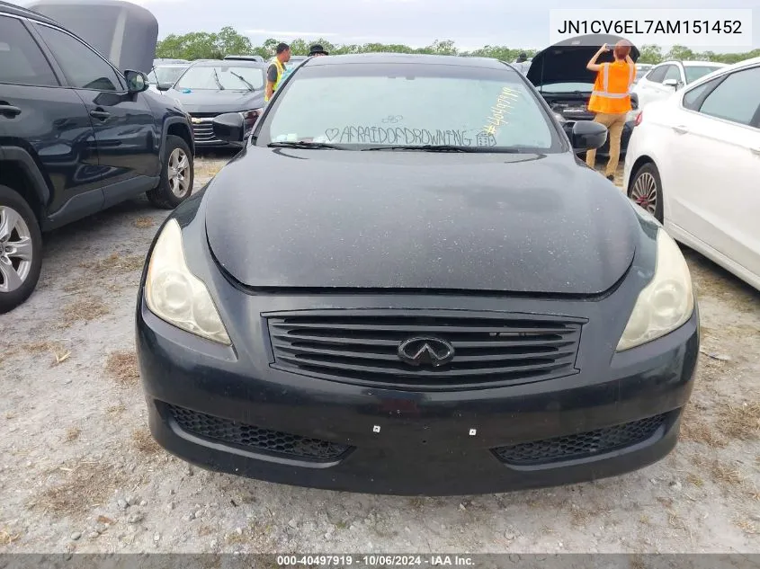 2010 Infiniti G37X VIN: JN1CV6EL7AM151452 Lot: 40497919